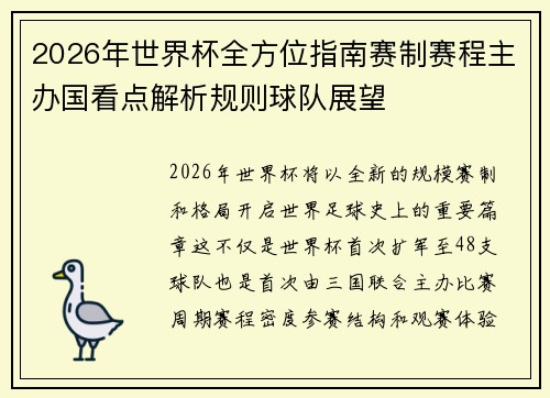 2026年世界杯全方位指南赛制赛程主办国看点解析规则球队展望 2026年世界杯全方位指南赛制赛程主办国看点解析规则球队展望